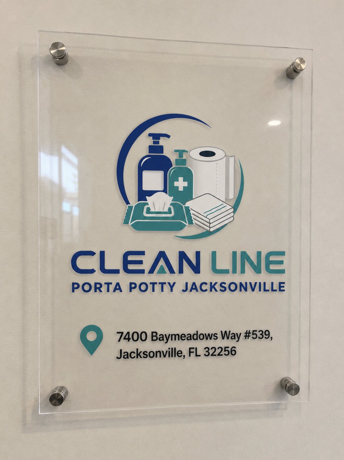 Clean Line Porta Potty Jacksonville office sign